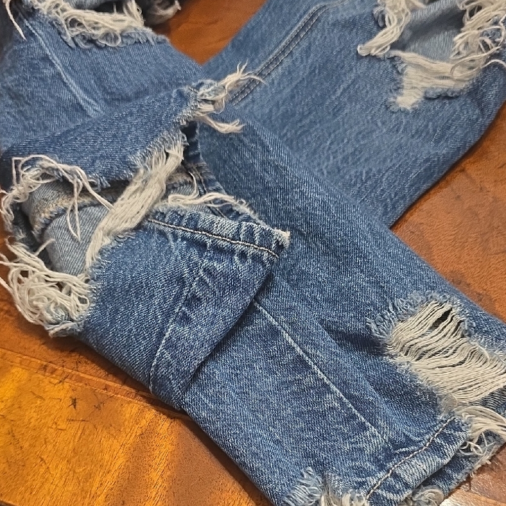 American Eagle Outfitters Blue Distressed Skinny Jeans 0 Long - Picture 5 of 5